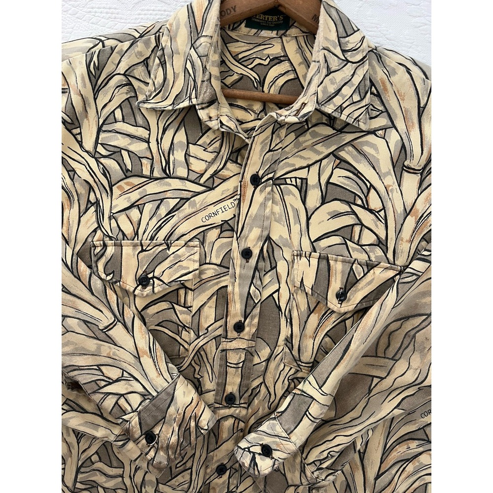 Herters Cornfield Camo Hunting Shirt Mens XL Cotton Made USA Vintage Waterfowl